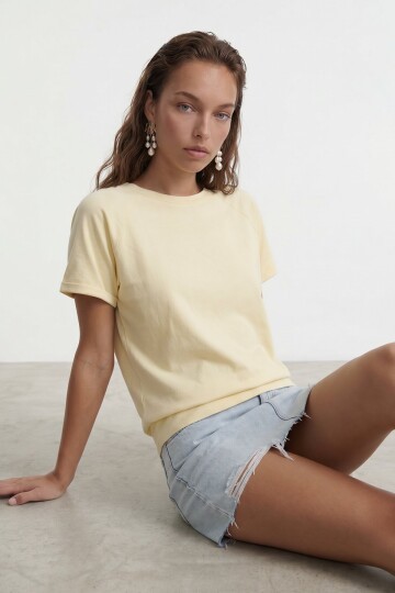 Bisiklet Yaka Reglan Kol Oversize T-Shırt