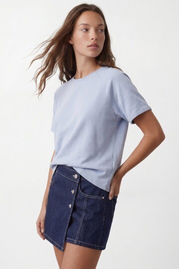 Bisiklet Yaka Reglan Kol Oversize T-Shırt