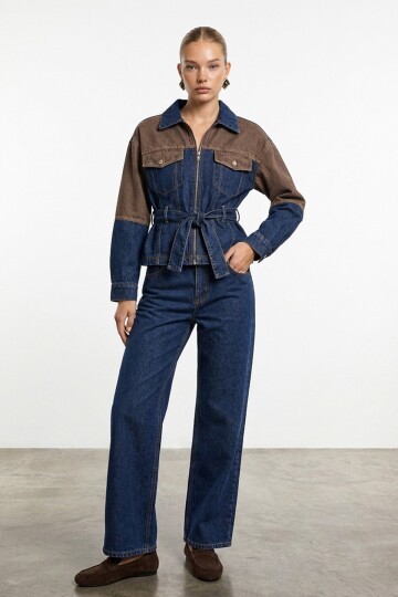 Çift renk denim takım