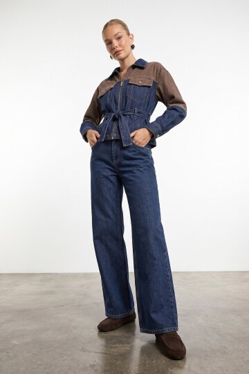 Çift renk denim takım