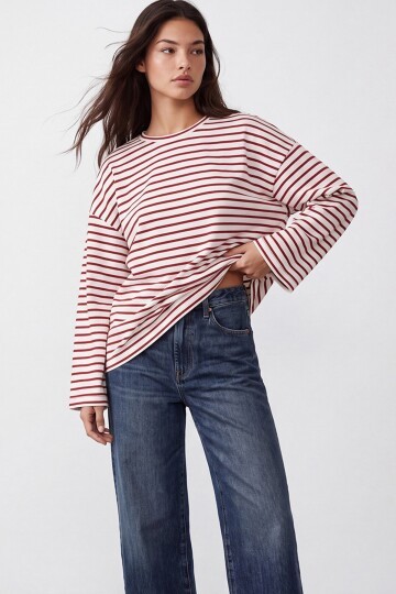 Çizgili Oversize Sweat