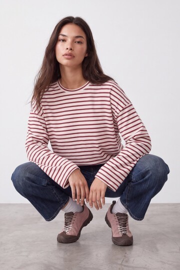 Çizgili Oversize Sweat