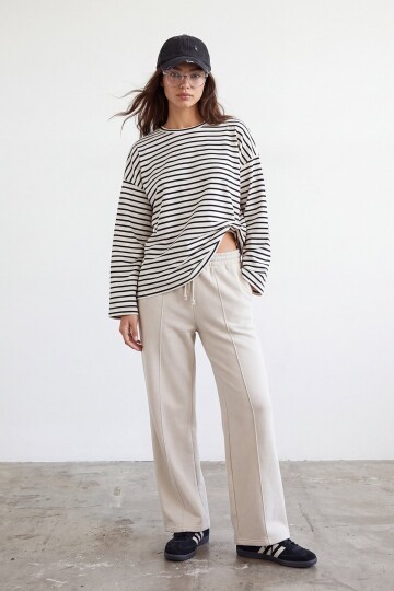 Çizgili Oversize Sweat