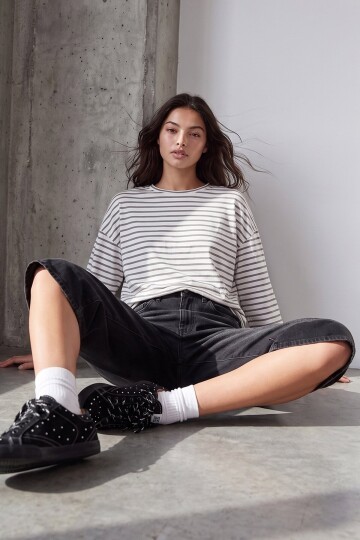 Çizgili Oversize Sweat
