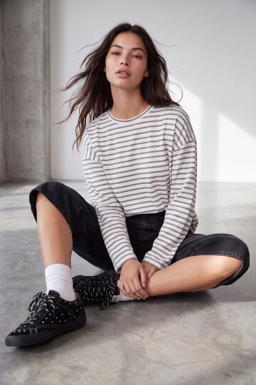 Çizgili Oversize Sweat