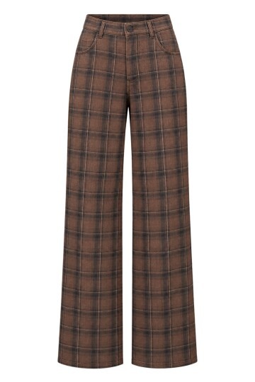 Ekose Desenli Denim Pantolon