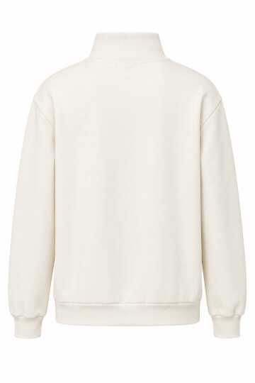 Fermuarlı Şardonlu Oversize Sweatshirt