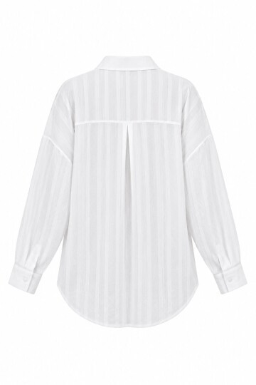 Jakarlı Oversize Dokuma Gömlek