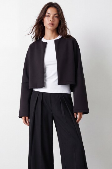 Önü Açık Kısa Astarsız Çelik Ceket