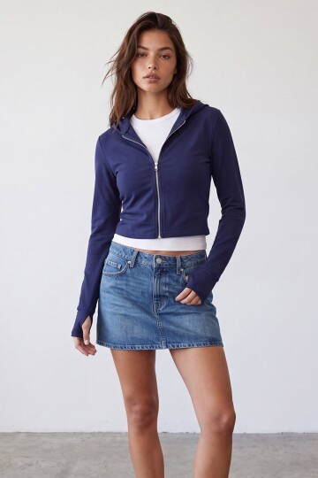 Parmak Geçmeli Fermuarlı Sweatshirt