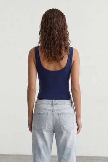 U Yaka Stretch Çıtçıtlı Body