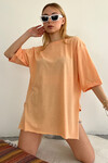Somon Bisiklet Yaka Duble Kol Oversize Pamuklu Basic T Shirt