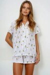 Çizgi Desenli Örme Pamuklu Gömlek Ve Şort Pijama Takımı