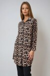 Leopar Sulu Boya Desenli Poplin Gömlek