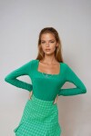 Yeşil Kare Yaka Tulumlu Sandy Crop Bluz