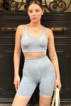 ÇAPRAZ İPLİ CROP BLUZ VE ŞORT TAKIM