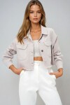 Çift Cepli Püskül Detaylı Gabardin Crop Ceket