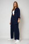 Çift Cepli Safari Ceket Ve Beli Lastikli Wide Leg Pantolonlu Krep Alt Üst Takım