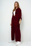 Çift Cepli Safari Ceket Ve Beli Lastikli Wide Leg Pantolonlu Krep Alt Üst Takım
