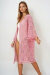 Pembe Delik Ajurlu Püsküllü Kimono