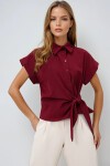 Bordo Double Kol Bağlama Detaylı Poplin Gömlek