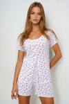 Fisto Detaylı Pamuklu Geniş Yaka Gömlek Ve Şortlu Pijama Takımı