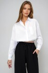 Geniş Manşetli Beli Lastikli Crop Poplin Gömlek