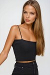 Siyah İp Askılı Basic Crop Bluz