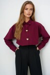Kalp Düğmeli Oversize Poplin Gömlek