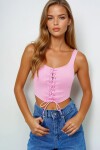 Likralı Kuş Gözlü Korse Formlu Crop Bluz