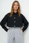 Taş Düğmeli Oversize Poplin Gömlek