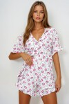 Tek Cepli Kolları Ve Paçası Fırfırlı Pamuklu Gömlek Ve Şortlu Pijama Takımı