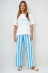 Yazı Baskılı Basic T-Shirt Ve Çizgili Pantolonlu Örme Pijama Takımı