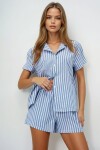 Yazlık Pamuk Örme Gömlek Ve Şort Pijama Takım
