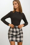 Siyah Bisiklet Yaka Basic Fitilli Crop Bluz