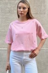 Bisiklet Yaka Oversize İnci Ve Taş İşlemeli T-Shirt