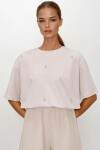 Bisiklet Yaka Oversize İnci Ve Taş İşlemeli T-Shirt