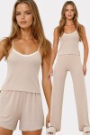 İp Askılı Dantel Detaylı Bluz, Şort Ve Pantolonlu 3 Lü Set Pijama Takımı