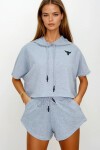 Kapüşonlu Crop Sweatshirt Ve Şortlu Takım