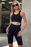 Siyah Yüksek Bel Sporcu Şort Tayt