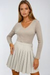 Bej V Yaka Kaşkorse Basic Bluz