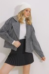 Çift Cepli Crop Kaşe Mont