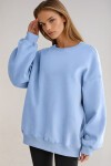 Gök Mavi Bisiklet Yaka Oversize Mevsimlik Basic Sweatshirt
