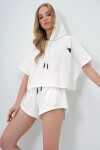 Kapüşonlu Crop Sweatshirt Ve Şortlu Takım