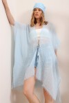 Açık Mavi Oversize Pamuklu Kimono