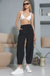Siyah Beli Lastikli Çift Cepli Dizleri Dikiş Detaylı Şalvar Kesim Gabardin Pantolon