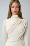 Taş Yarım Balıkçı Drape Detaylı Sandy Bluz