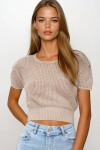 Bej Beli Gipeli Ajurlu Crop Bluz