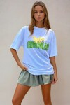Beyaz Bisiklet Yaka Eros Baskılı Oversize Unisez T Shirt