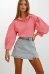 Pembe Balon Kol Gizli Patlı Basic Poplin Gömlek